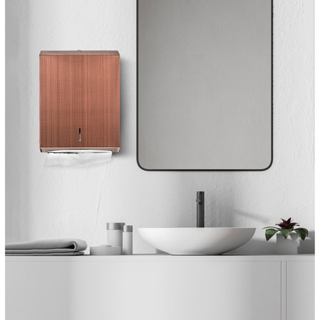 Alpine Industries Rose Gold SS Brushed C-Fold/Multi-Fold Paper Towel Dispenser 480-ARG